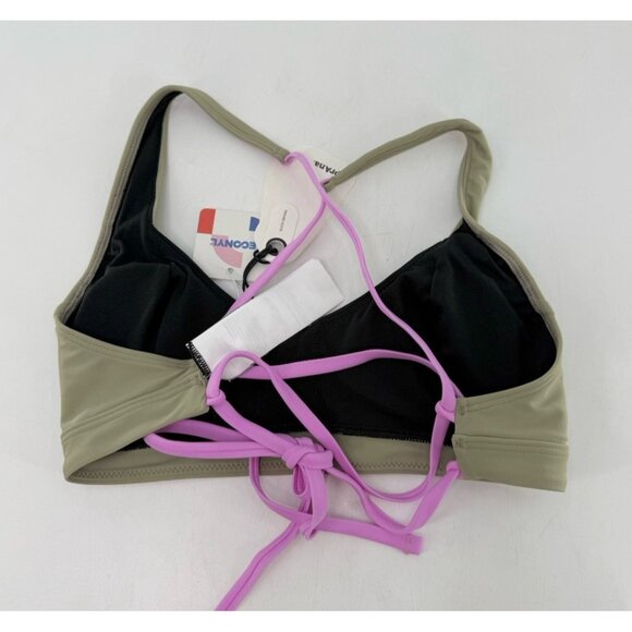 NWT prAna Tulum Bikini Top Black Color Block Green Black Lilac XS Beach‎ Boho - Picture 3 of 6